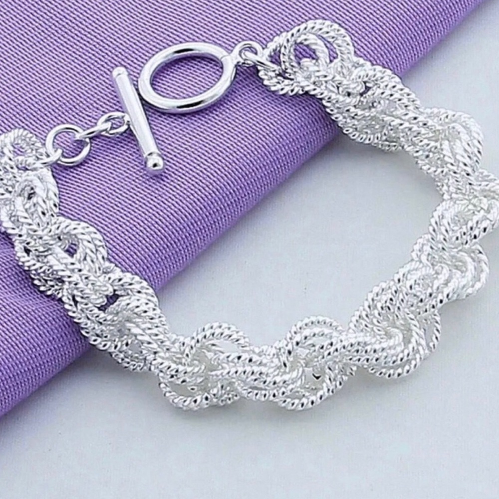 Sterling Silver Braided Toggle Bracelet